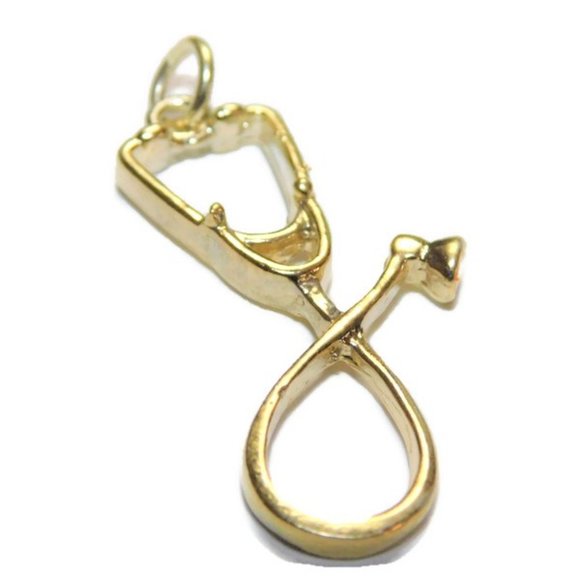 Jewelry - Big Stethoscope Charm Pendant 14k Yellow Gold